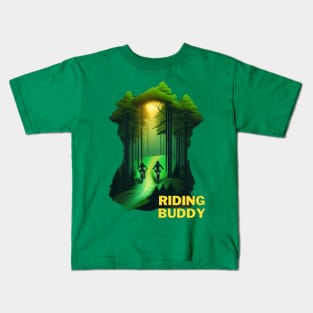 riding buddy mountain biking Kids T-Shirt